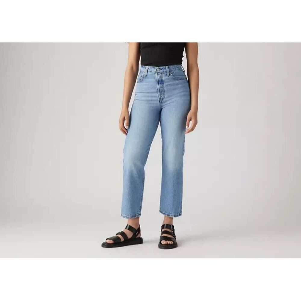 Levis Ribcage Straight Jeans Women 24 Button Fly Stretch Cotton‎ 5-Pockets